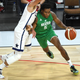 Nigeria’s Stan Okoye (5) drives the ball against the United States during an exhibition basketball game Saturday, July 10, 2021, in Las Vegas.